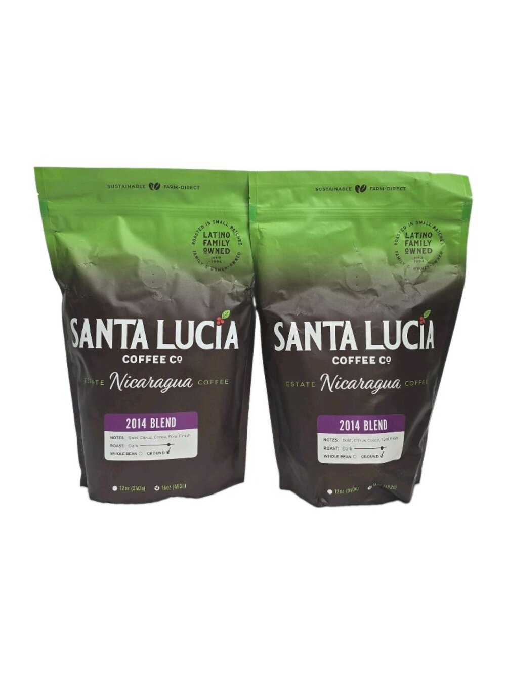Santa Lucia Coffee Year Blend 2-PACK Nicaraguan Dark Roast Ground Coffee 16oz EA